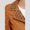 Women Brown Studded Leather Jacket