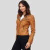 Women Brown Studded Leather Jacket