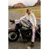 Women Dome Studded Leather Moto Jacket