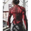 Women Domes Spiked Full Studded Red Moto Leather Jacket
