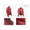 Women Domes Spiked Full Studded Red Moto Leather Jacket