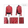 Women Domes Spiked Full Studded Red Moto Leather Jacket