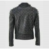 Men's Heavy Metal Punk Silver Spike Full Studded Leather Jacket