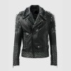 Men's Heavy Metal Punk Silver Spike Full Studded Leather Jacket