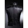 Men's Designer Calfskin Luxury Black Studded Biker Punk Vest