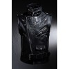 Men's Designer Calfskin Luxury Black Studded Biker Punk Vest