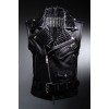 Men's Designer Calfskin Luxury Black Studded Biker Punk Vest