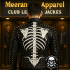 Men’s Skeleton Leather Biker Jacket – Gothic Punk Moto Style Jacket