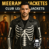 Men’s Skeleton Leather Biker Jacket – Gothic Punk Moto Style Jacket