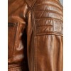 Men's Waxed Tan Sheepskin Racer Leather Jacket