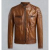 Men's Waxed Tan Sheepskin Racer Leather Jacket