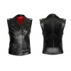 Women's Designer Calfskin Luxury Black Studded Biker Zipper Vest
