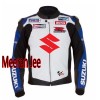 Mens Suzuki GSXR Custom Motorcycle Racing Cowhide Leather Biker Jacket CE Armor