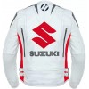 Men's White Red Suzuki MotoGP Motorbike Racing Leather Jacket