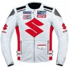 Men's White Red Suzuki MotoGP Motorbike Racing Leather Jacket
