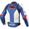 Men's Suzuki GSXR Blue White Leather Motorcycle MotoGP Racing Jacket