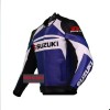 Men's Suzuki GSXR Blue Leather Motorcycle Racing Jacket