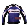 Men's Suzuki GSXR Blue Leather Motorcycle Racing Jacket
