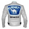 Men's White Honda Camel Racing Motorcycle Leather Jacket