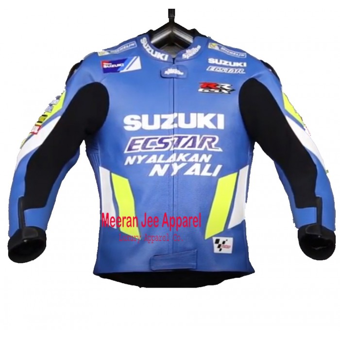 Men's Joan Mir Suzuki MotoGP 2019 Motorcycle Racing Leather Jacket 
