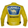 Men's Honda Camel Racing Motorcycle Yellow Leather Jacket