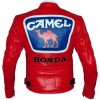 Men's Red Honda Camel Racing Motorcycle Leather Jacket