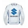 Men's White Suzuki MotoGP Motorbike Racing Leather Jacket