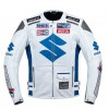 Men's White Suzuki MotoGP Motorbike Racing Leather Jacket