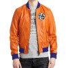 Dragon Ball Z Goku Tan Color Bomber Varsity Leather Jacket