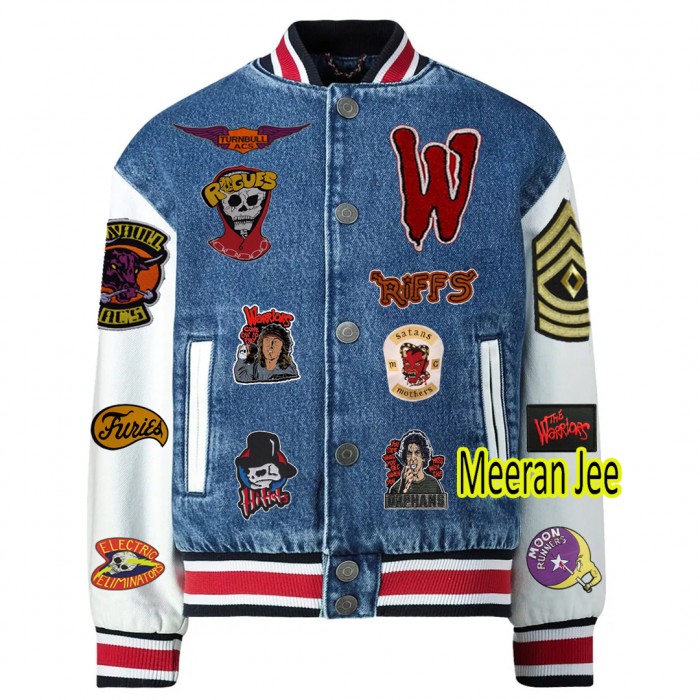 The Warriors Movie Gangs Patches Varsity Bomber Denim Leather Jacket Vest