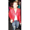 Hilary Duff Spiked Studded Red Leather Jacket