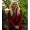 Once Upon A Time Season 7 Episode 2 Emma Swan Red Suede Zip Moto Jacket