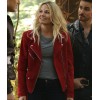 Once Upon A Time Season 7 Episode 2 Emma Swan Red Suede Zip Moto Jacket