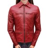 "ONCE UPON A TIME" Jennifer Morrison "Emma Swan" Ladies Red Sheepskin Movie Leather Jacket