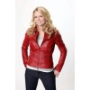 "ONCE UPON A TIME" Jennifer Morrison "Emma Swan" Ladies Red Sheepskin Movie Leather Jacket