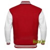 Men's Red White Varsity Bomber Wool Leather Letterman Baseball Jacket 