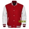 Men's Red White Varsity Bomber Wool Leather Letterman Baseball Jacket 