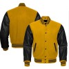 Men's Yellow Black Varsity Wool Leather Bomber Jacket